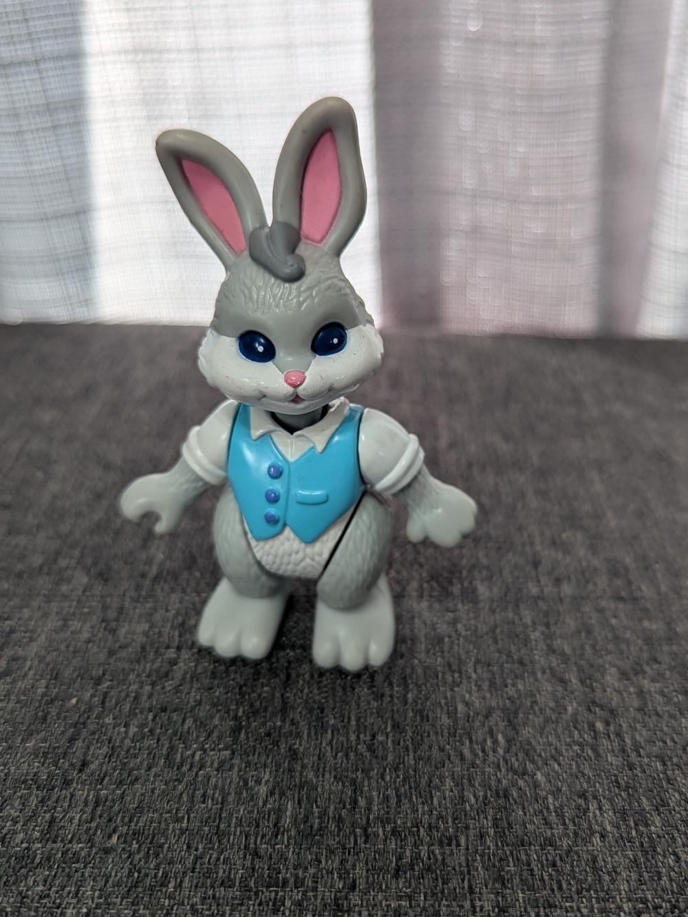 Hideaway Hollow Bunny Rabbit Boy Figure Blue Vest 3" Vintage Fisher Price 1996